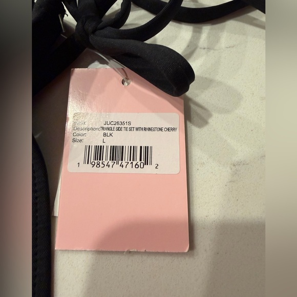 Juicy Couture Black Rhinestone Cherry 3-Piece Bikini Set Size L NWT - Picture 5 of 12